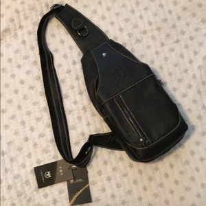 100% leather side bag unisex